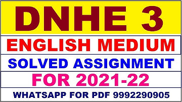 DNHE 3 Solved Assignment 2021-22 in ENGLISH | DNHE 3 Solved Assignment 2021-22 | DNHE 3 2021-22