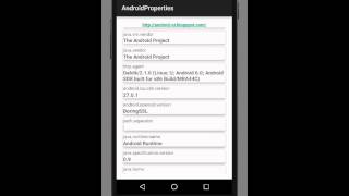RecyclerView + CardView example - list system properties - on Android 6 Emulator