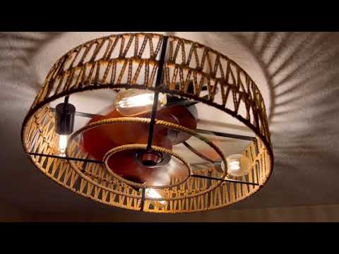 caged ceiling fan with light