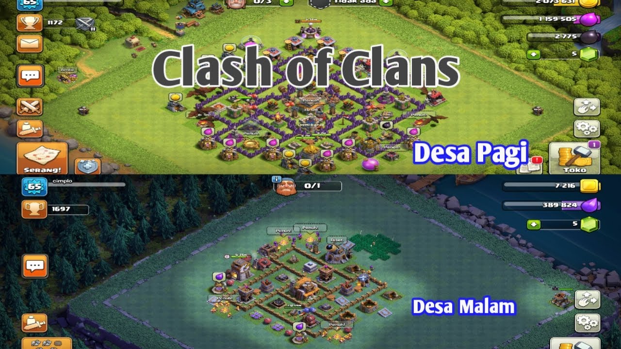 DESA PAGI DAN DESA MALAM DI CLASH OF CLANS byAde