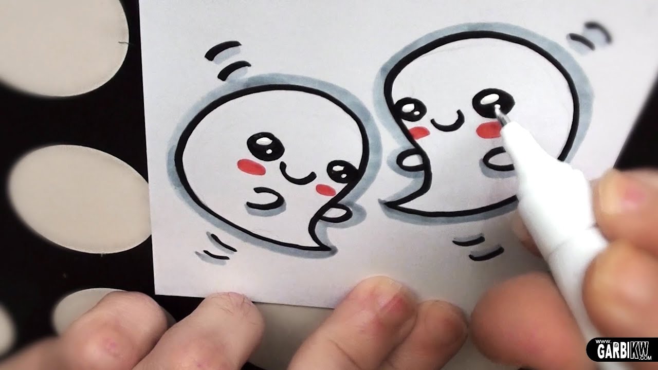 Halloween Drawings - How To Draw Cute Ghosts by Garbi KW - YouTube