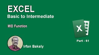 61. MID Function in Excel 2013 Urdu Tutorials by Irfan Bakaly