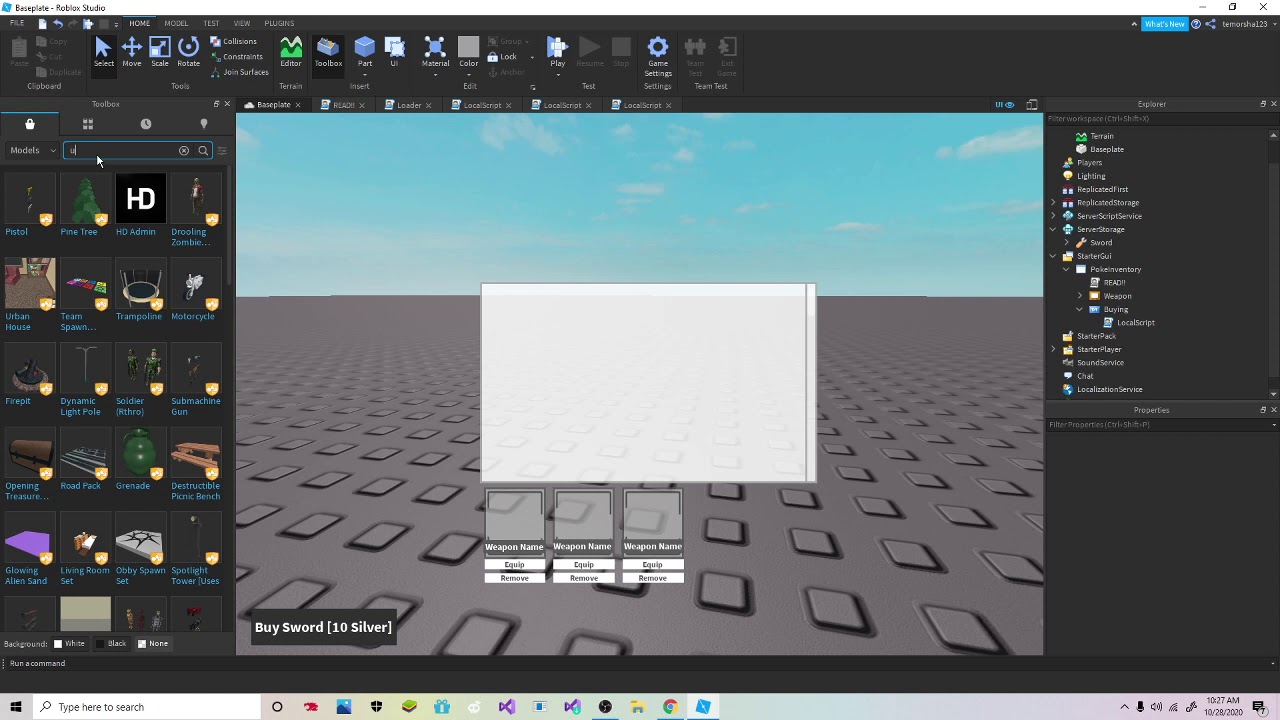How To Make A Inventory System In Roblox Studio Youtube - inventory system in roblox studio roblox studio test sword roblox How To Make A Inventory System In Roblox Studio Youtube - roblox studio test sword roblox