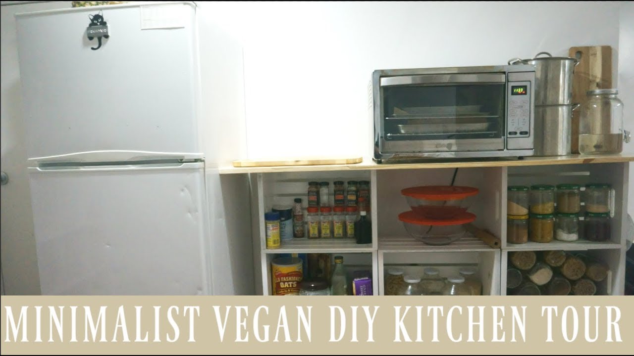 Minimalist DIY Kitchen in Basement|Vegan Fridge Tour