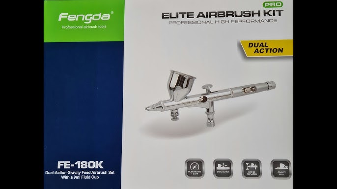 Airbrush Set Fengda AS-196K Met Compressor AS-196, Airbrush BD-130 En