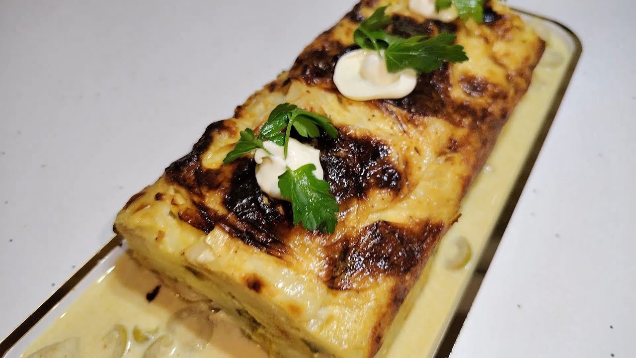 غراتان الملفوف الابيض بالكريمة البيضاء لذيذ شهي و طري Gratin chou blanc 