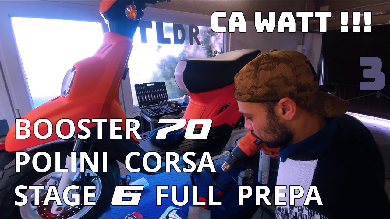 BOOSTER 70 POLINI CORSA Montage Vilebrequin, Cylindre et Carburation,Polissage du pot d'échappement