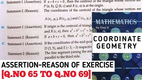 RD SHARMA CLASS 10 COORDINATE GEOMETRY ASSERTION-REASON OF EXERCISE MATH FEAR | CHAPTER 6 | CBSE