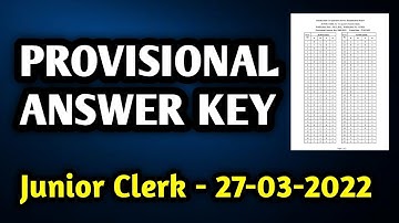 Provisional Answer Key | Junior Clerk Exam Dated 27-03-2022