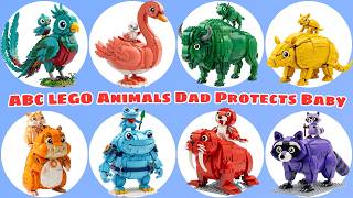 ABC LEGO Animal Dads Protect Babies 🐾 Alphabet Song for Kids | Learn Animals & Sounds A–Z 🎵