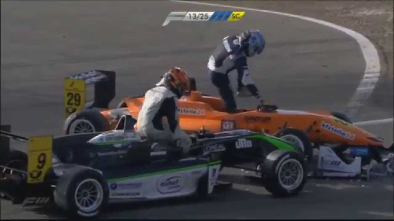 F3 Euro Series 2013.  Nurburgring. Roy Nissany and Lucas Wolf crash