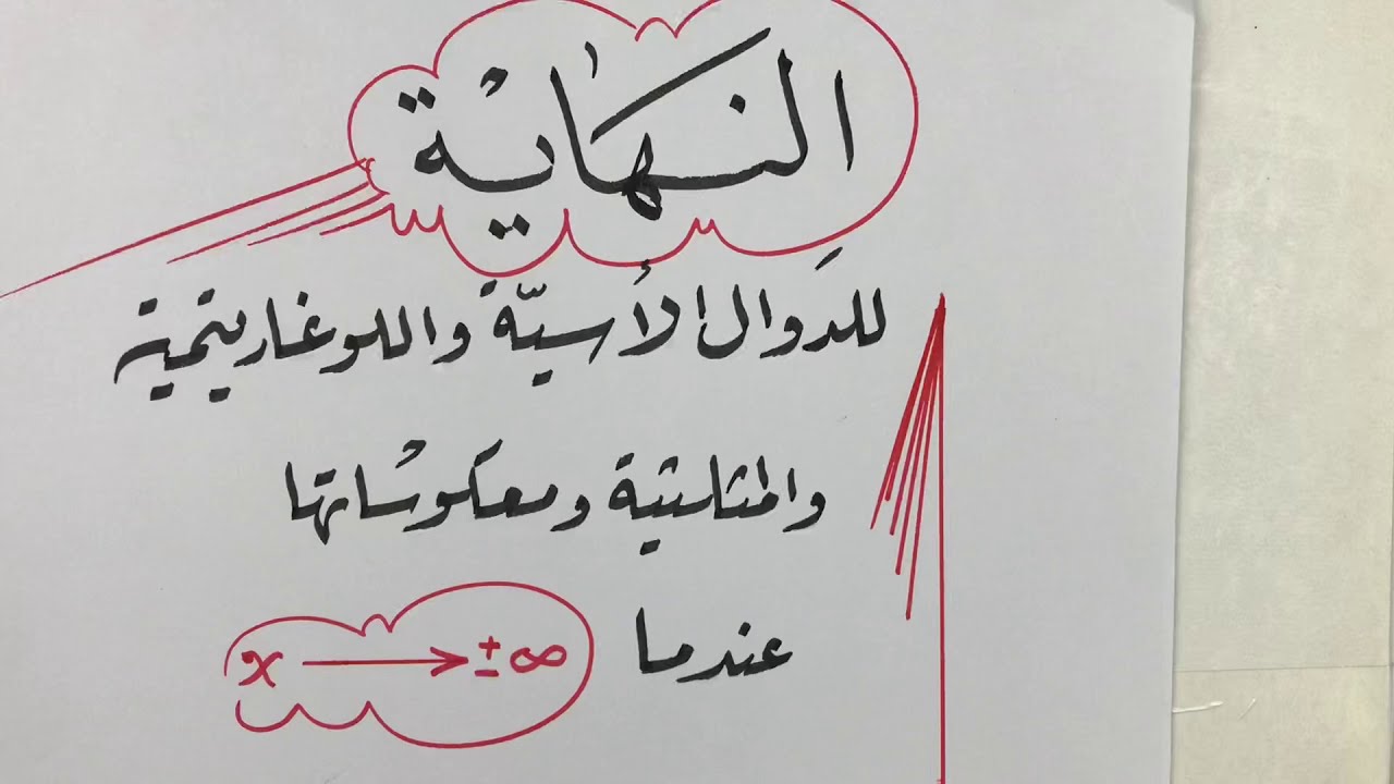 نهايات الدوال( الأسيّة ، اللوغاريتمية ، ومعكوسات الدوال المثلثية ❤️🌻🌻❤️