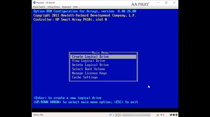 HP Smart Array P410i Controller Delete and Create Logical Drive