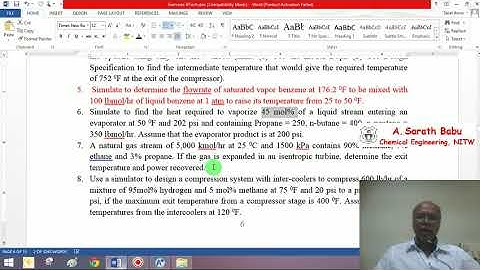 Lecture 23: Estimation of heat required for partial vaporization in Aspen
