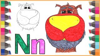 Drawing Alphabets And Coloring for Learning Colors Kid Video | Learn The Letter N with Coloring Page