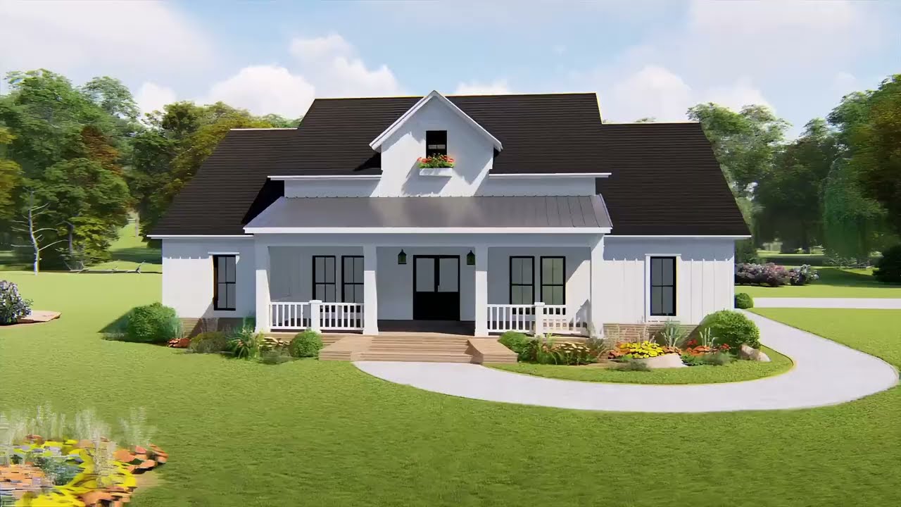 Farmhouse Plan with Bonus Space & Outdoor Kitchen