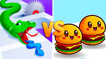 Snake Run Race vs Food Run 🍔🐍🍔🐍🍔 Walkthrough all levels Gameplay MN7524