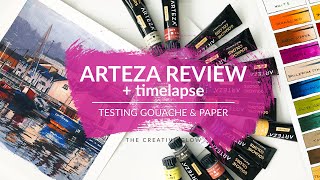 REVIEW || ARTEZA Gouache &amp; Watercolour Paper || +Timelapse