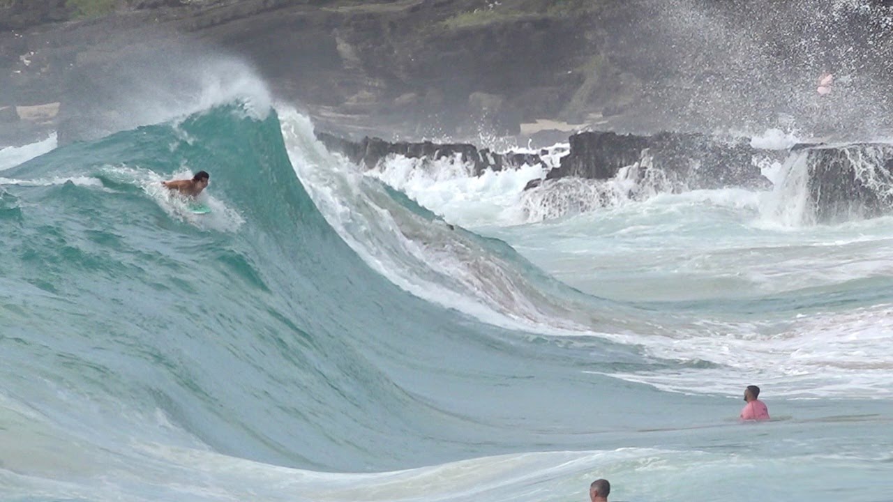 Surfing HEAVY shorebreak and GNARLY kickouts