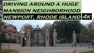 Driving in a Huge Mansion area | Newport, Rhode Island 4k | Sheep Point