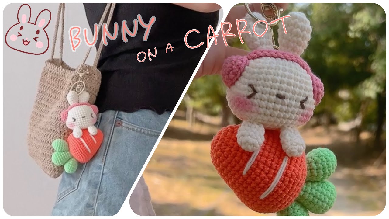 かぎ針編み】にんじんに乗ったうさぎのあみぐるみ🐰🥕 | Amigurumi