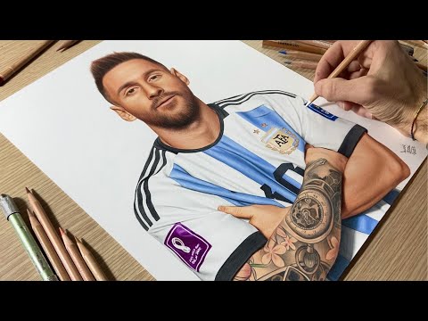 Drawing Lionel Messi (Argentina) • Time Lapse