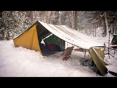 winter-camping-in-a-vintage-waxed-canvas-tent-from-the-1980's!
