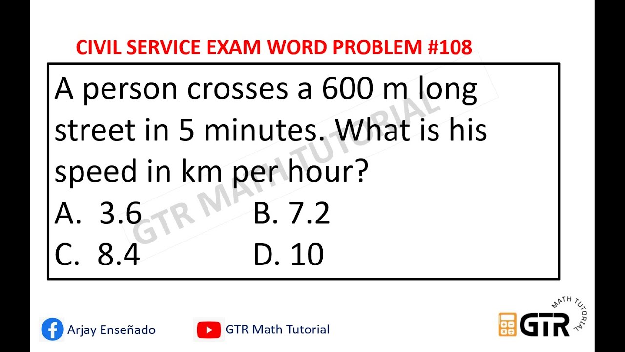 Word Problem Civil CIVIL SERVICE EXAM WORD PROBLEM #108 - YouTube