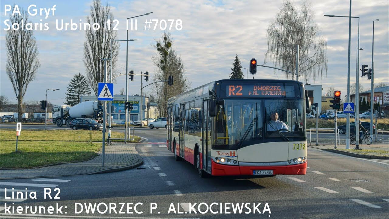 🚌Solaris Urbino 12 III #7078 🔑PA Gryf 📟R2➡DWORZEC P. AL.KOCIEWSKĄ