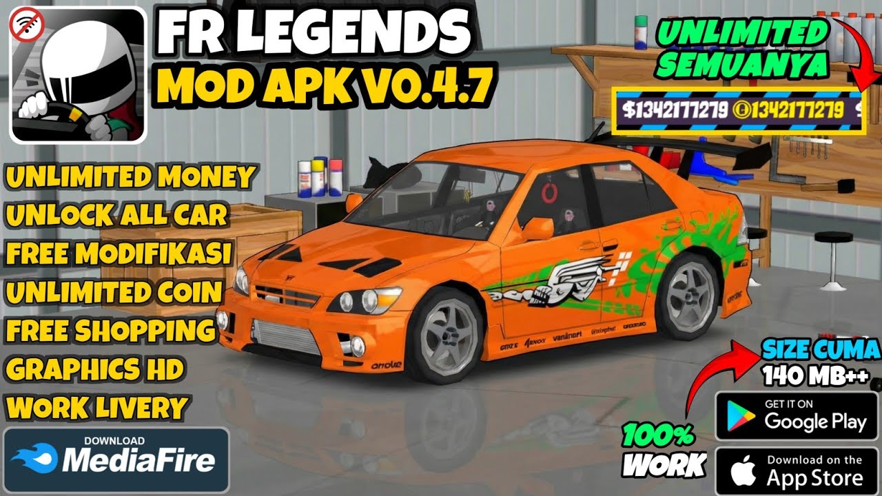 FR Legends V0.4.7 MOD APK Последняя версия 2026 года | Неограниченные деньги и разблокировка всех...