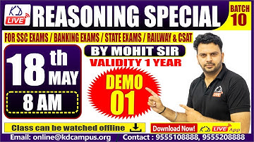 REASONING SPECIAL || FOR SSC EXAMS/BANKING EXAMS/STATE EXAMS/RAILWAY EXAMS || BY MOHIT KAWATRA SIR