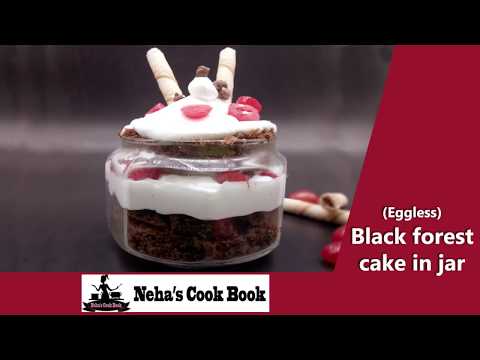 Eggless Black forest cake in jar| How to make chocolate cake in pressure cooker|neha's cook book