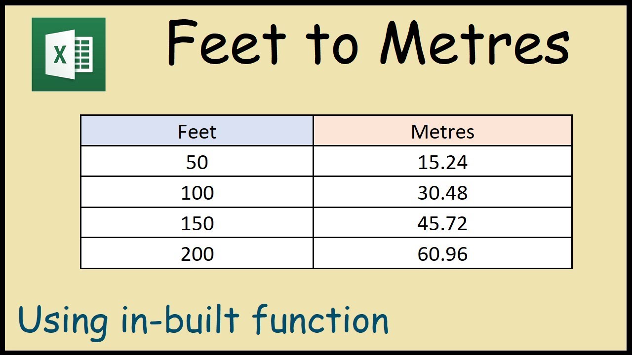 How To Convert Feet To Metres In Excel Youtube