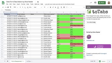 Using toTabs Addon for Google Sheets by Alice Keeler