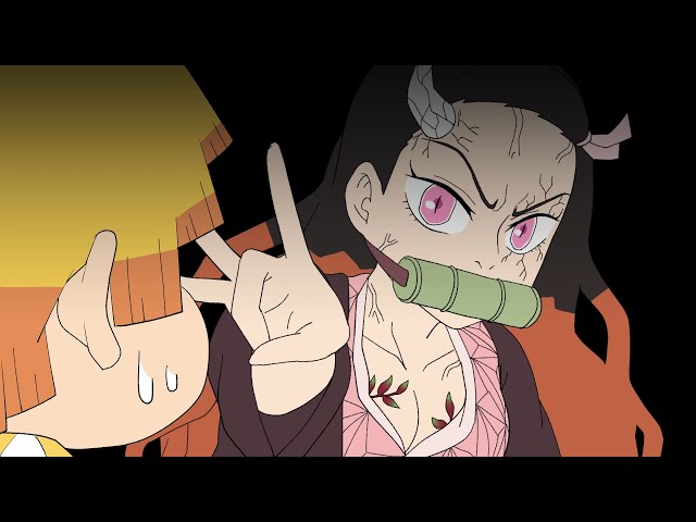 Zenitsu playing with Nezuko - Demon Slayer : Kimetsu no Yaiba class=