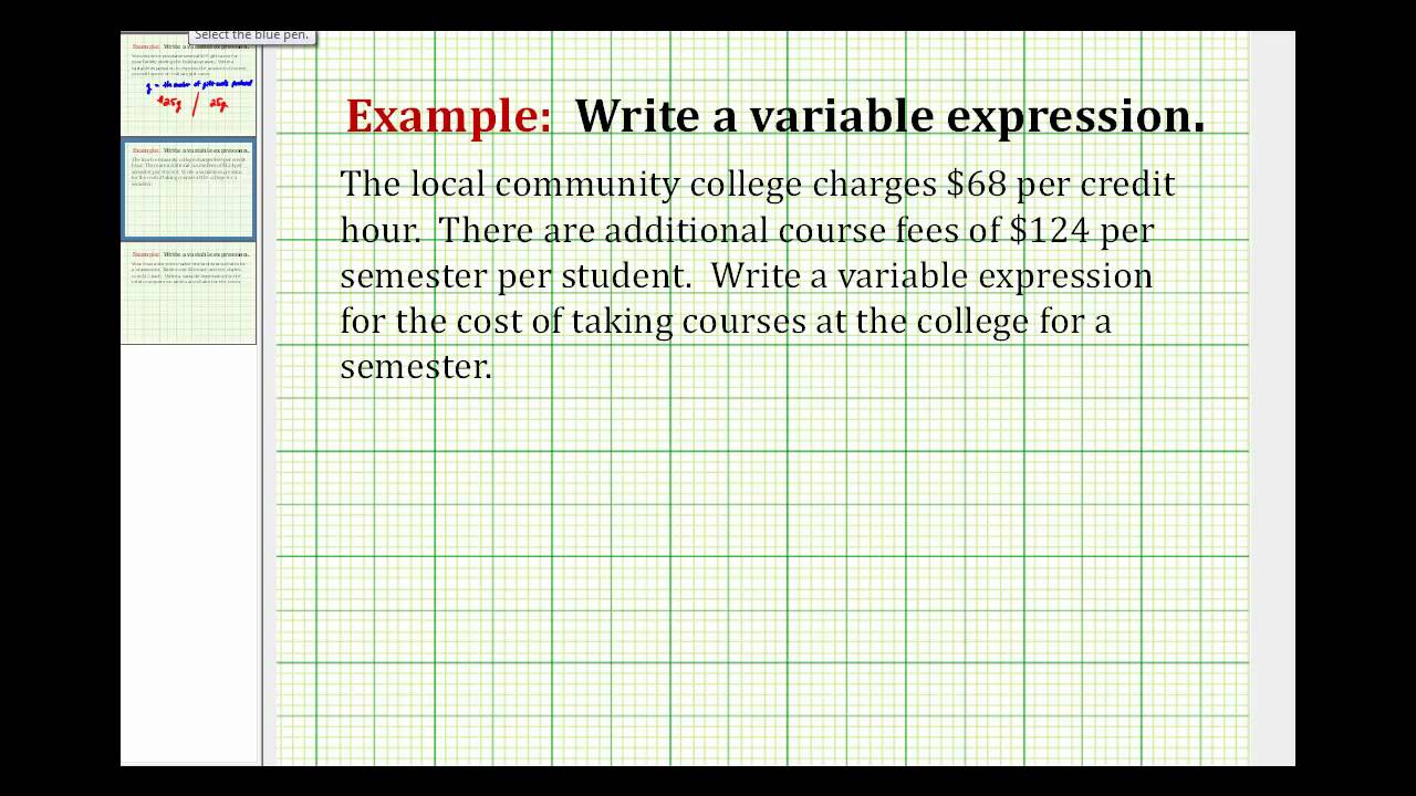 Examples: Writing Variable Expressions