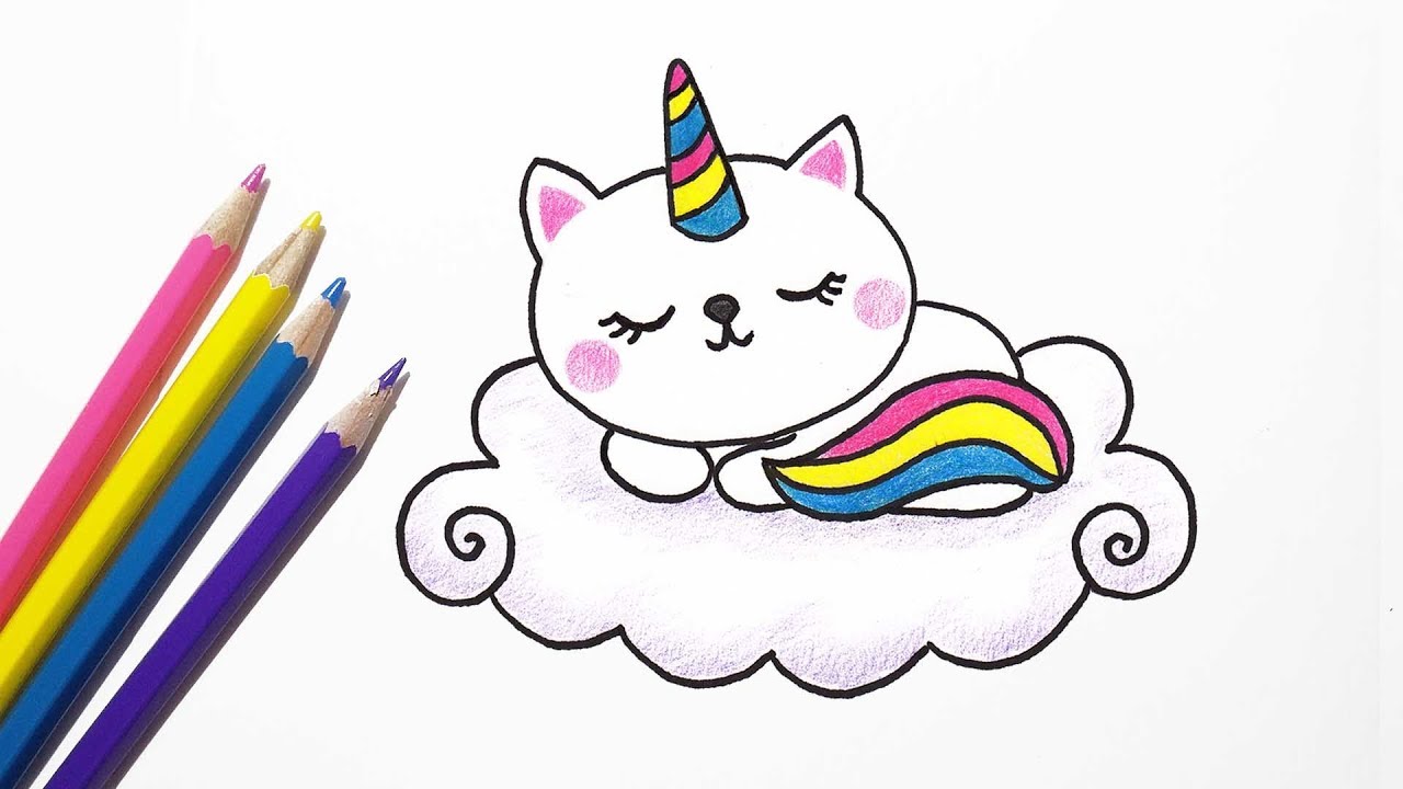 How to Draw Cute Cat  Unicorn  Easy Drawing Catcorn YouTube