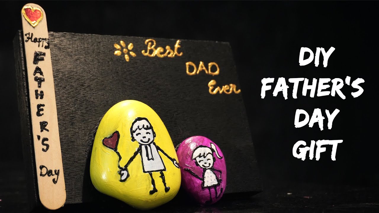 Simple & Easy Father's Day Rock Painting - YouTube
