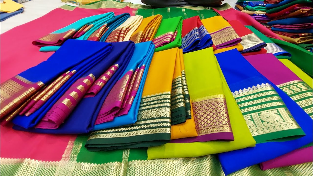 100% Pure Mysore Silk Saree Wholesale Shop || Single Sarees Courier  Available | Bangalore Chickpet