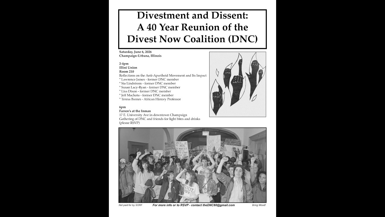 Watch Divestment and Dissent: A 40 Year Reunion of the Divest Now Coalition (DNC) - June 06, 2026 on YouTube Watch Divestment and Dissent: A 40 Year Reunion of the Divest Now Coalition (DNC) - June 06, 2026 on YouTube