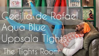 Details Cecilia de Rafael Aqua Blue Footed Uppsala Shiny Tights - Full View Update