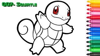 Pokemon # 007  Squirtle , Coloring and drawing for kids. Покемон 007 - Сквиртл, Раскраски для детей.