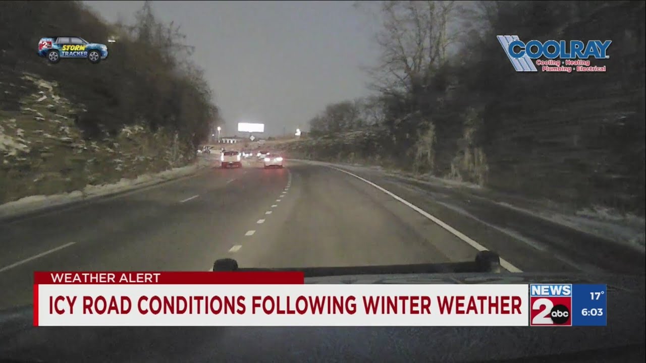 Icy road conditions following winter storm in Nashville - YouTube
