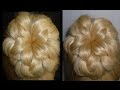 Einfache Hochsteck-Frisur: Flecht-Zopf Frisuren mit Dutt. Donut Hair Bun Updo Hairstyles.Peinados