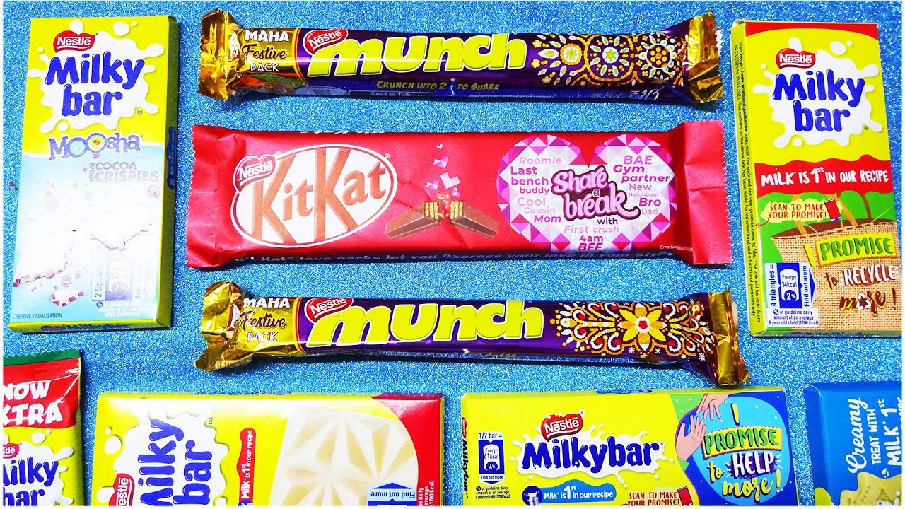 New Kit Kat Nestle Milky Bar Moosha Munch Chocolates | Lots Of Chocolates Milky bar Promise To Help