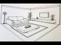 How to draw a living room in two point perspective