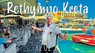 Rethymno Crete, walking tour 4k, Greece 2023