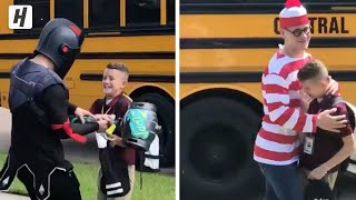 He surprises his little brother with a different costume every day!