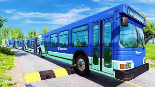 SCHOOL BUS, LONG BUS, CITY BUS Vs MASSIVE SPEED BUMPS - BeamNG.Drive screenshot 5