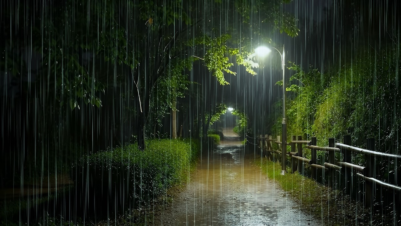 Guaranteed Fall Asleep Fast with Genlte Rain on Night Path | ASMR Rain Sounds for Deep Sleep